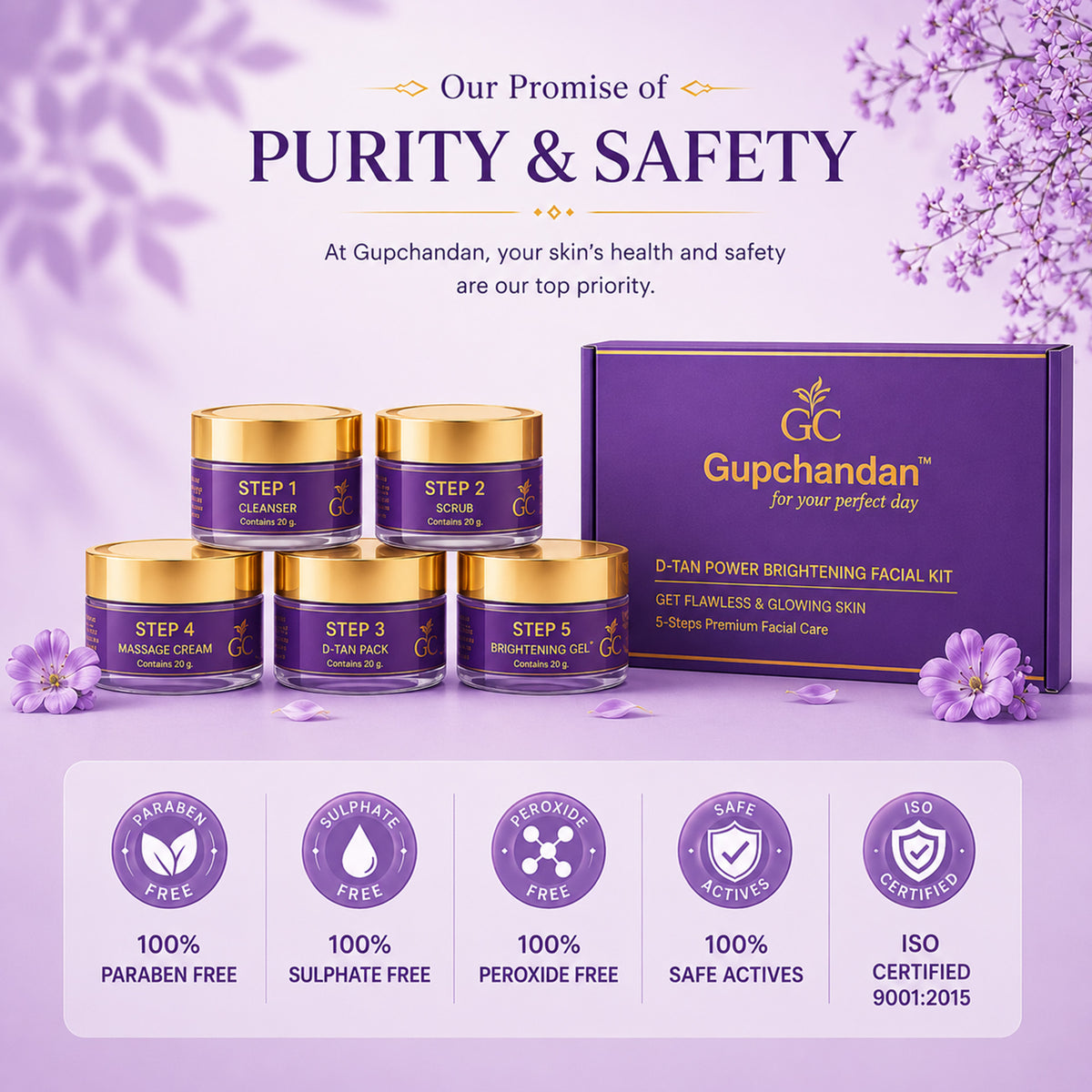 Gupchandan D-TAN Power Brightening Facial Kit | 4 Complete Facials