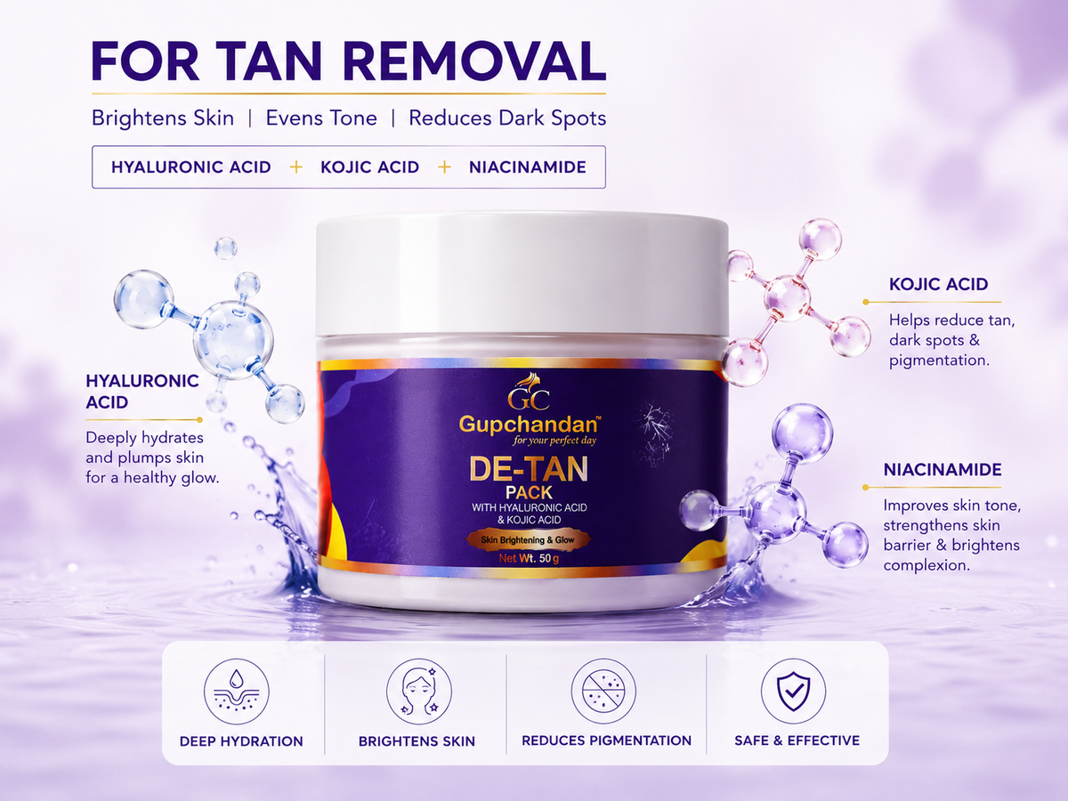 Gupchandan D-TAN Brightening Pack with Kojic Acid, Hyaluronic Acid & Niacinamide